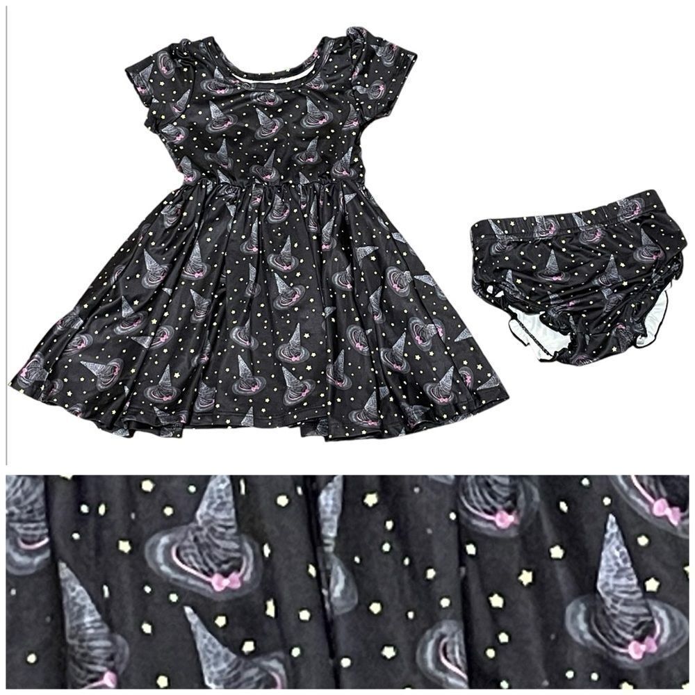 Charlie's Project Are You A Good Witch Twirl Dress Black Purple White Size 2T